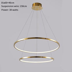 Lights of Scandinavia - Vienna - Simple yet elegant pendant light/chandelier. Modern minimalistic design, 1.5mm stainless steel with a vacuum plated gold surface and polymer silicone lampshade. Long-life LED chip. Adjustable hanging length. For high ceilings, we can customize suspension wires according to your request. Suitable for: Lobbies, bedrooms, living rooms, dining rooms, staircases, etc.
